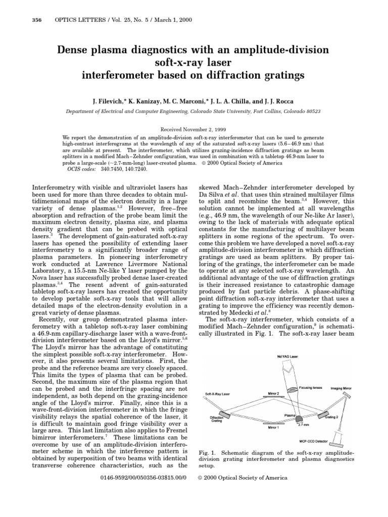 J. Filevich Et Al Dense Plasma Diagnostics With An AmplitudeDivision