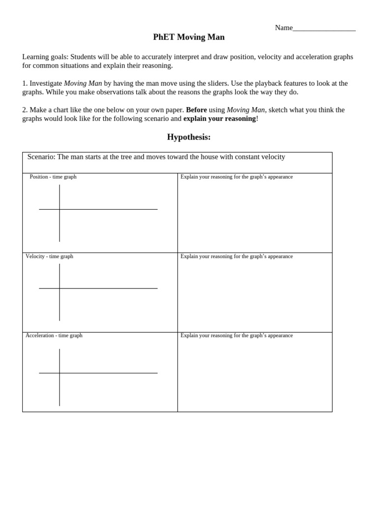 Moving Man WS | PDF | Acceleration | Velocity