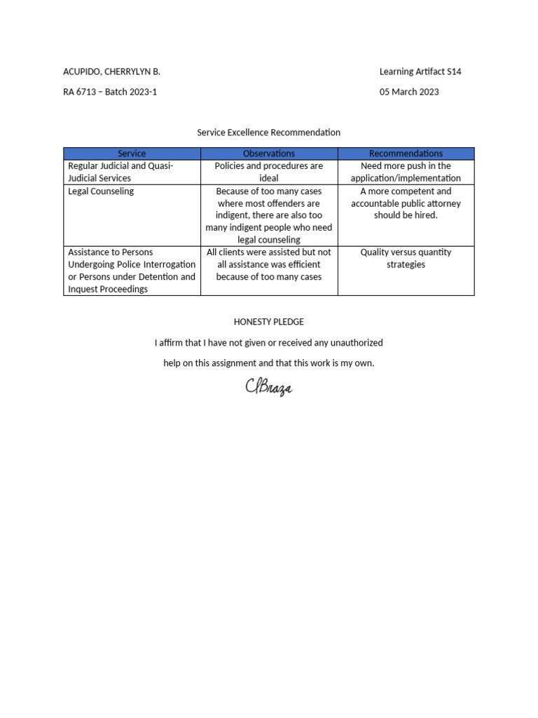 Service Excellence Recommendations 2023 | PDF