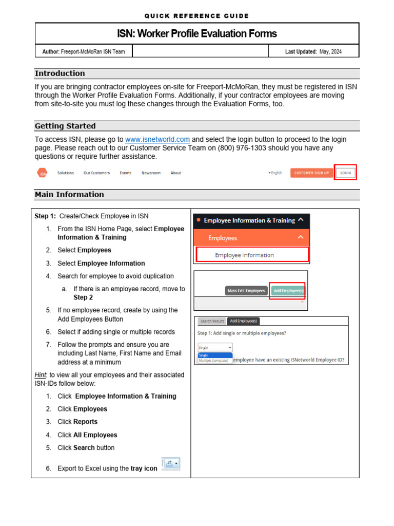 ISN Worker Profile Evaluation Guide | PDF | Copper