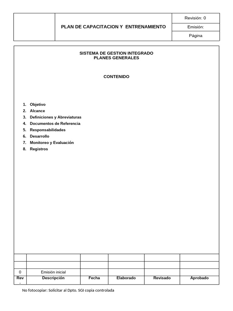 Plan de Capacitación | PDF | Planificación | Evaluación