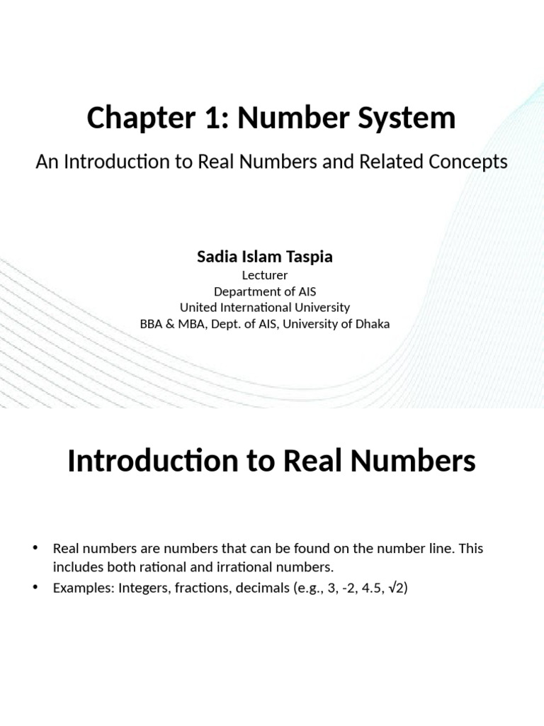 Overview of Real Number Systems | PDF | Numbers | Real Number
