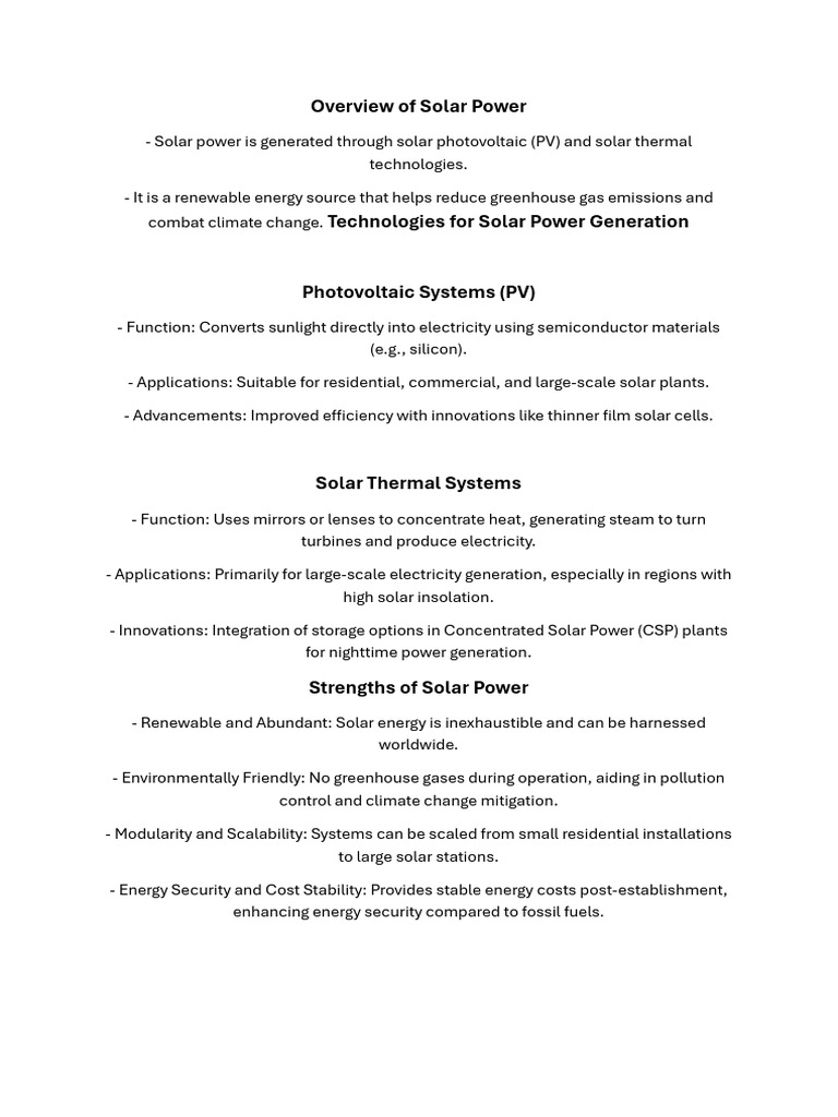 Solar Power: Technologies, Benefits, and Challenges | PDF | Solar Power ...