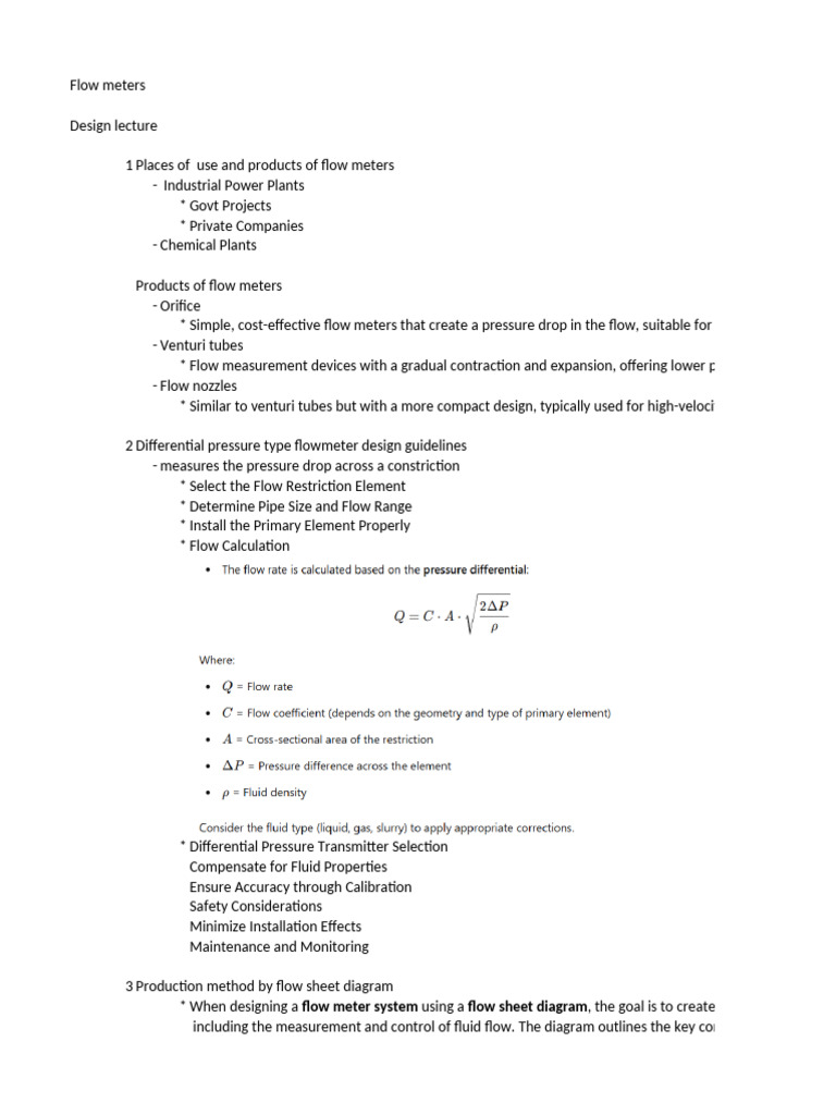 Flow Meter Selection and Design Guide | PDF | Flow Measurement | Fluid ...