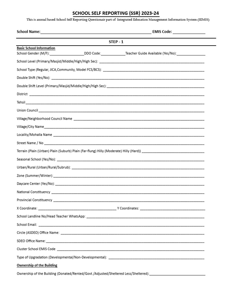 SSR 2023-24 School Self Reporting Form | PDF | Learning Disability ...