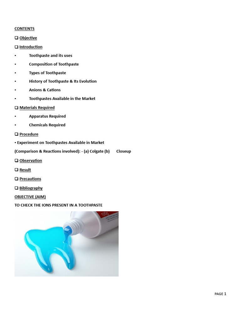 Toothpaste: Composition and Types Explained | PDF | Ion | Tooth Enamel