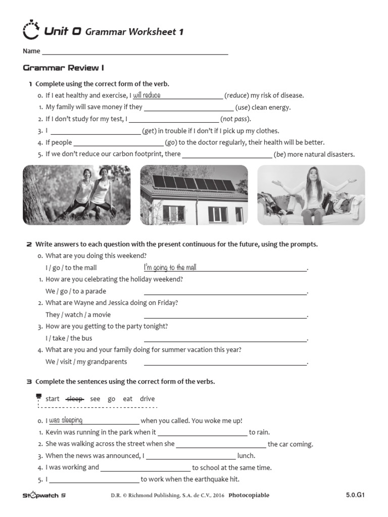 Grammar Worksheet: Verb Forms Practice | PDF