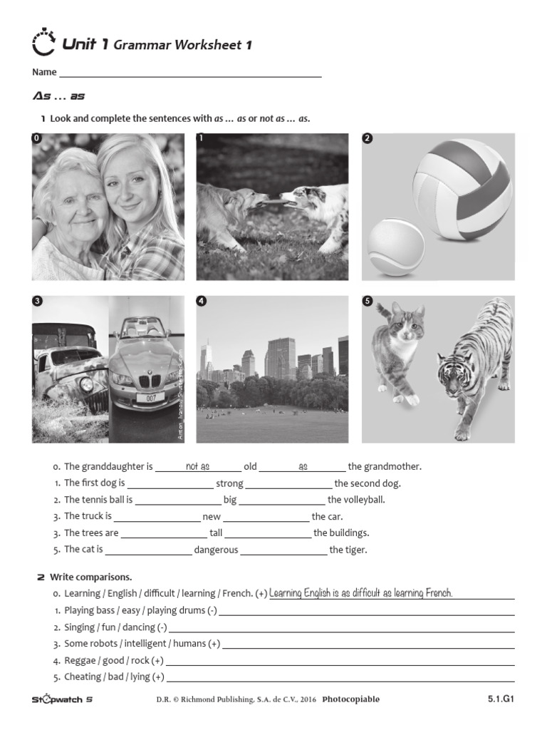 Stopwatch 5 Unit 1 Grammar 1 | PDF