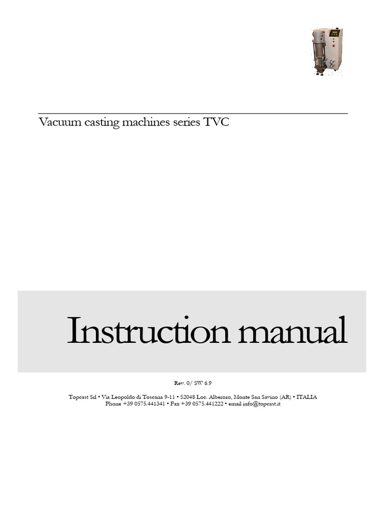 Vacuum Casting Machines TVC Manual | PDF | Alloy | Ingot