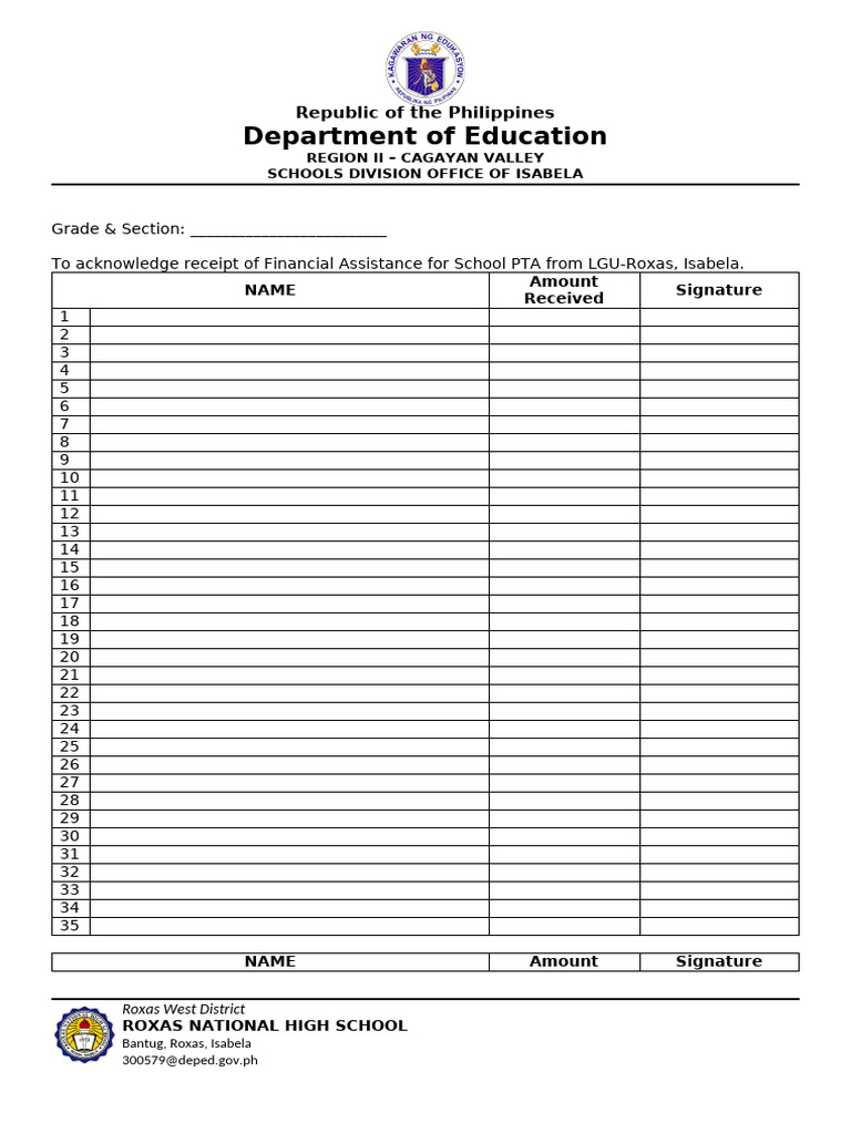 Financial Assistance Acknowledgment Form | PDF