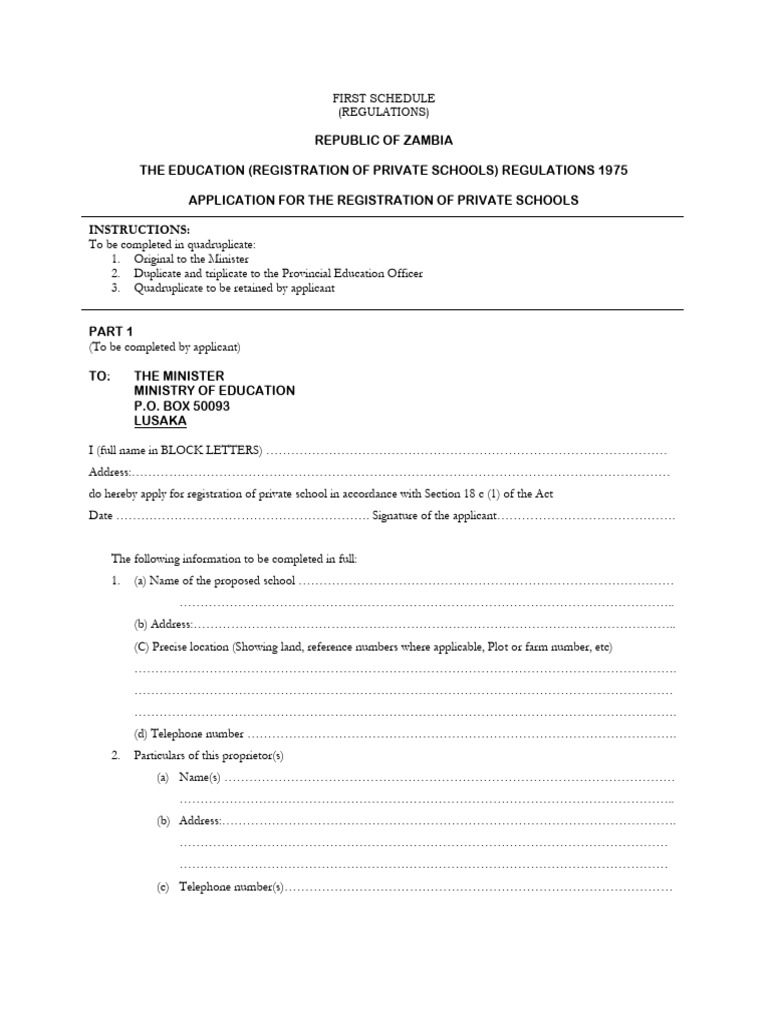 Private School Registration Application | PDF