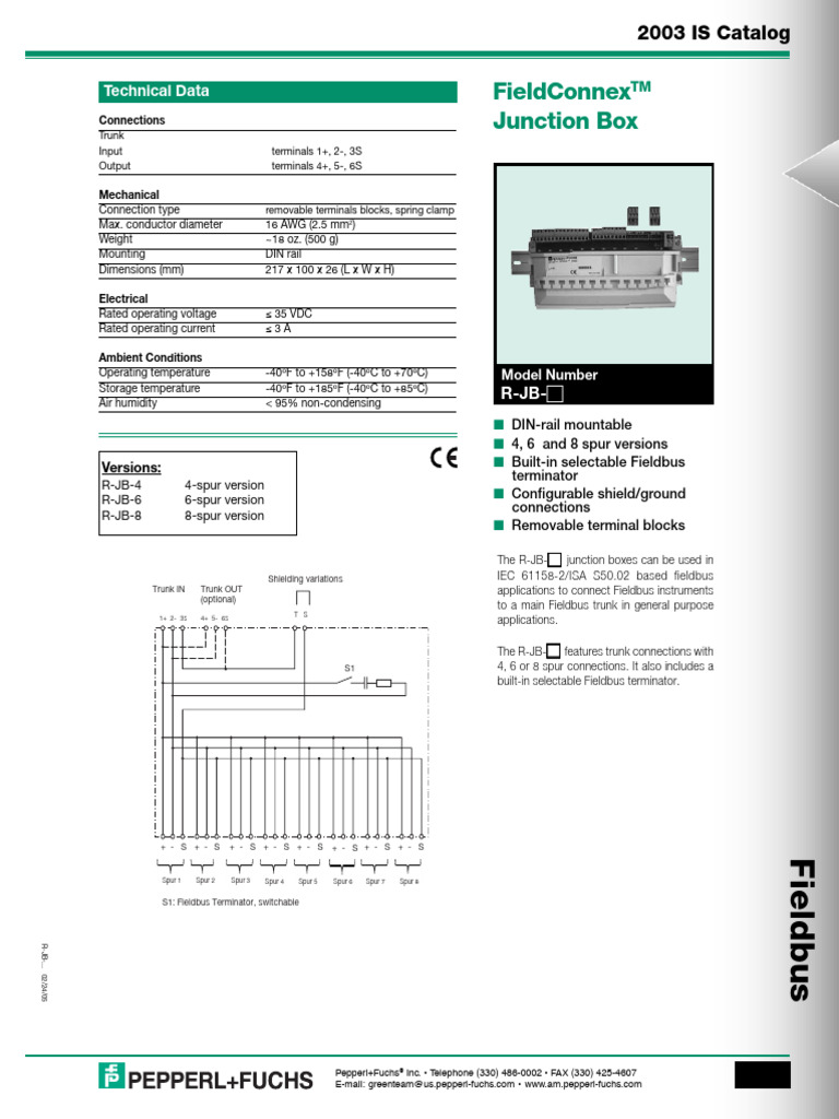 R-JB Fieldbus Junction Box Overview | PDF | Electrical Engineering ...