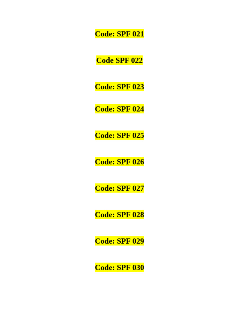 Liste des codes SPF 021 à 0150 | PDF