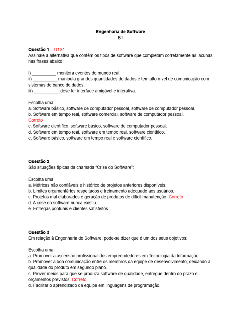 Engenharia de Software Unidade 1 | PDF | Testes de software | Programas