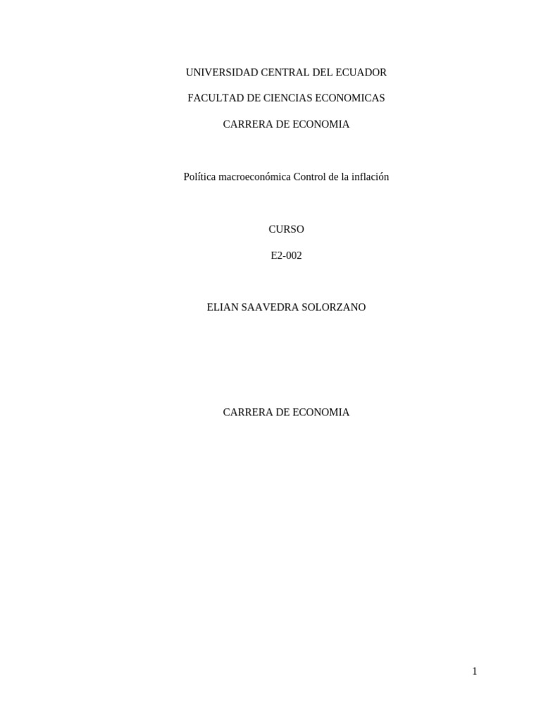 Control de la Inflación en Macroeconomía | PDF | Inflación | La ...