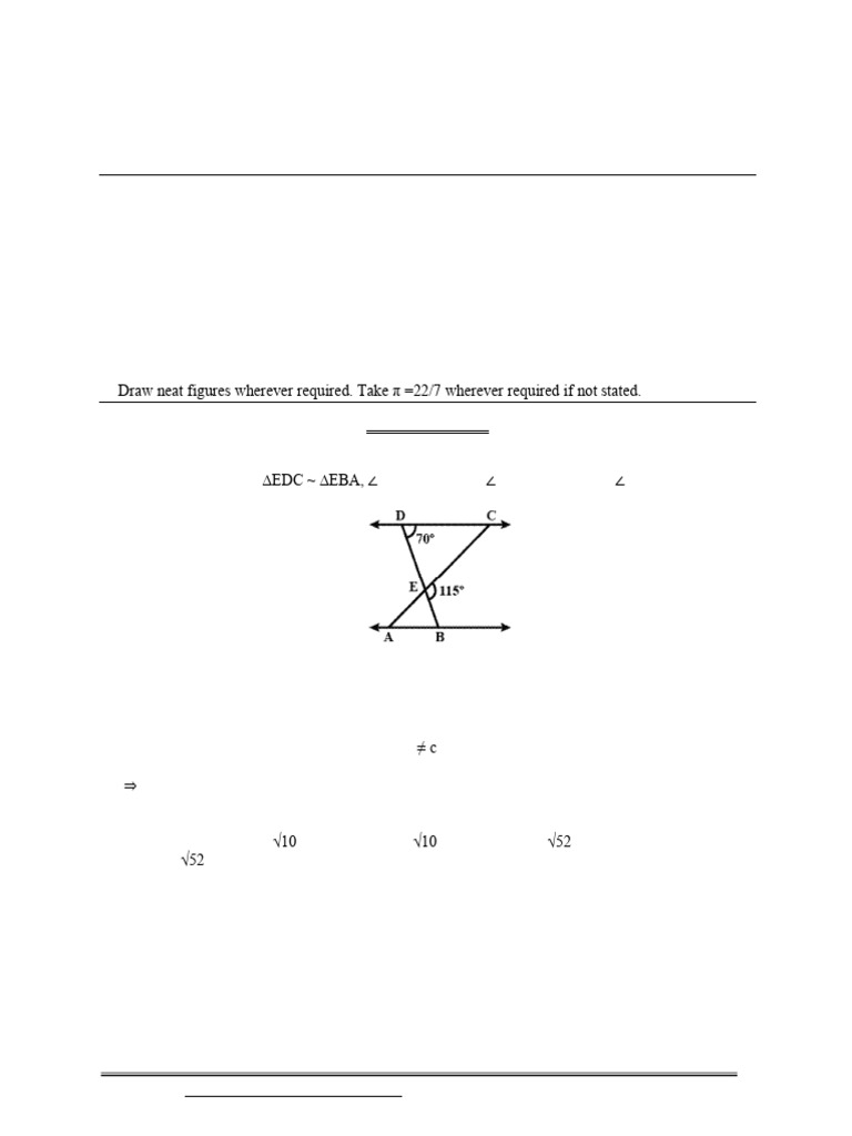 Maths Class X Sample Paper Test 15 For Board Exam 2024 Answers | PDF ...