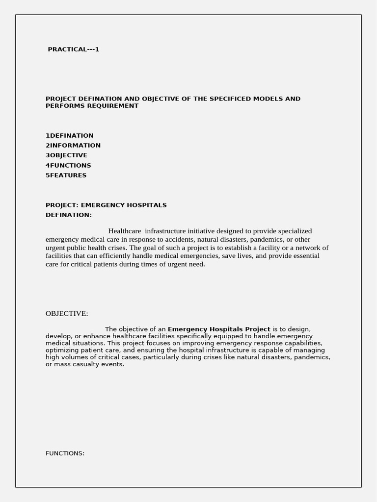 Emergency Hospital Project Overview | PDF