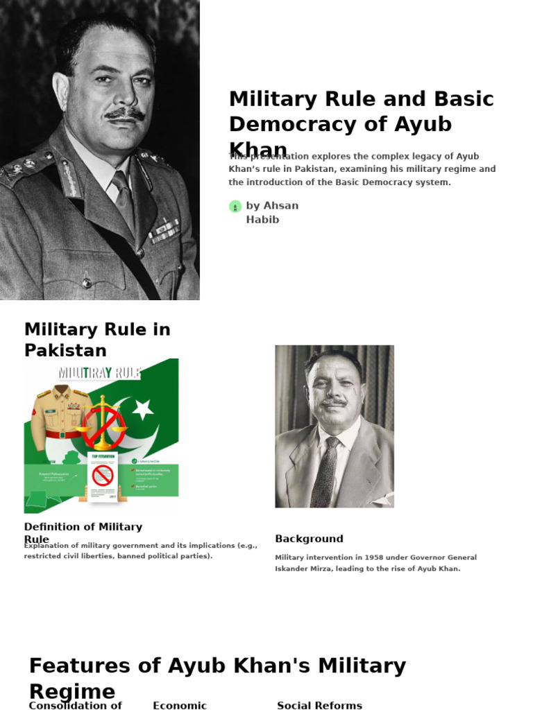 Ayub Khan's Military Rule and Democracy | PDF | Martial Law | Political