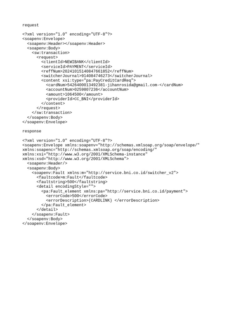 Payment Request and Error Response | PDF