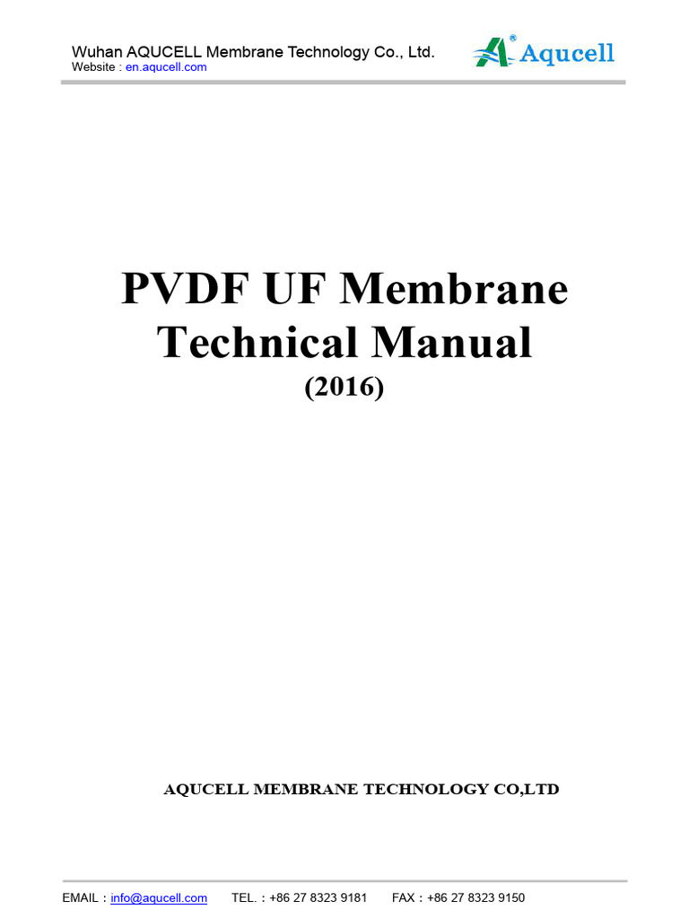 AQUCELL PVDF UF Membrane Manual | PDF | Membrane Technology | Membrane