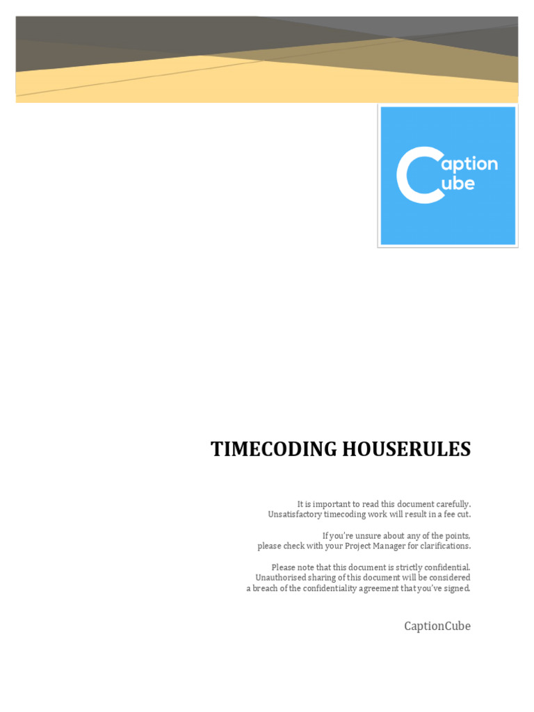 Timecoding Houserules V2019!09!04 | PDF