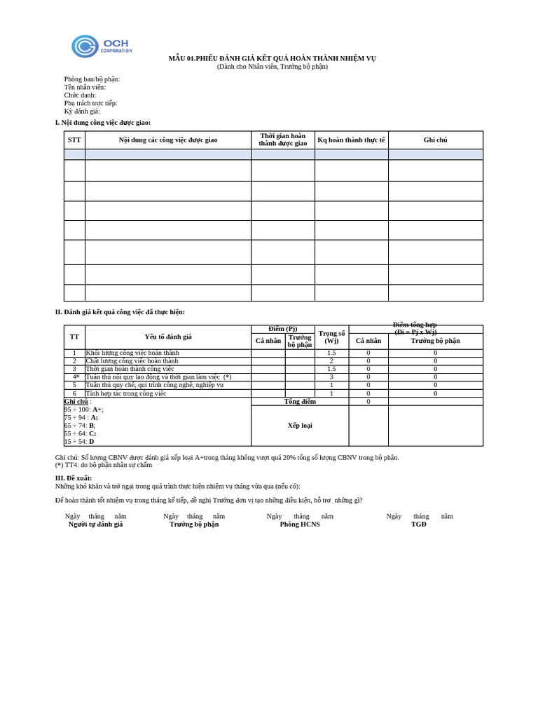 Form Danh Gia | PDF