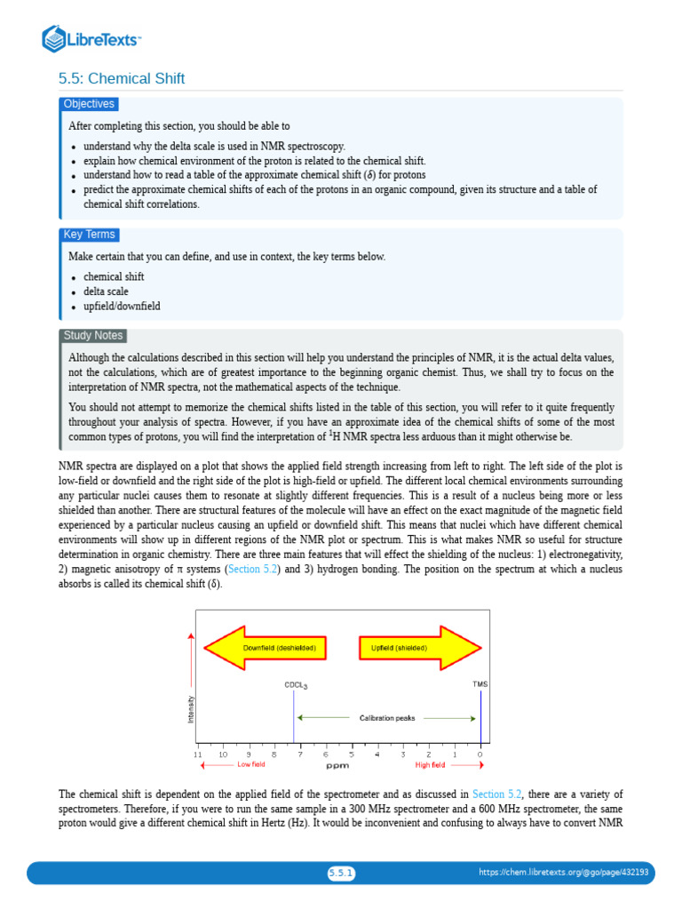 5.05 Chemical Shift | PDF | Proton Nuclear Magnetic Resonance | Nuclear ...