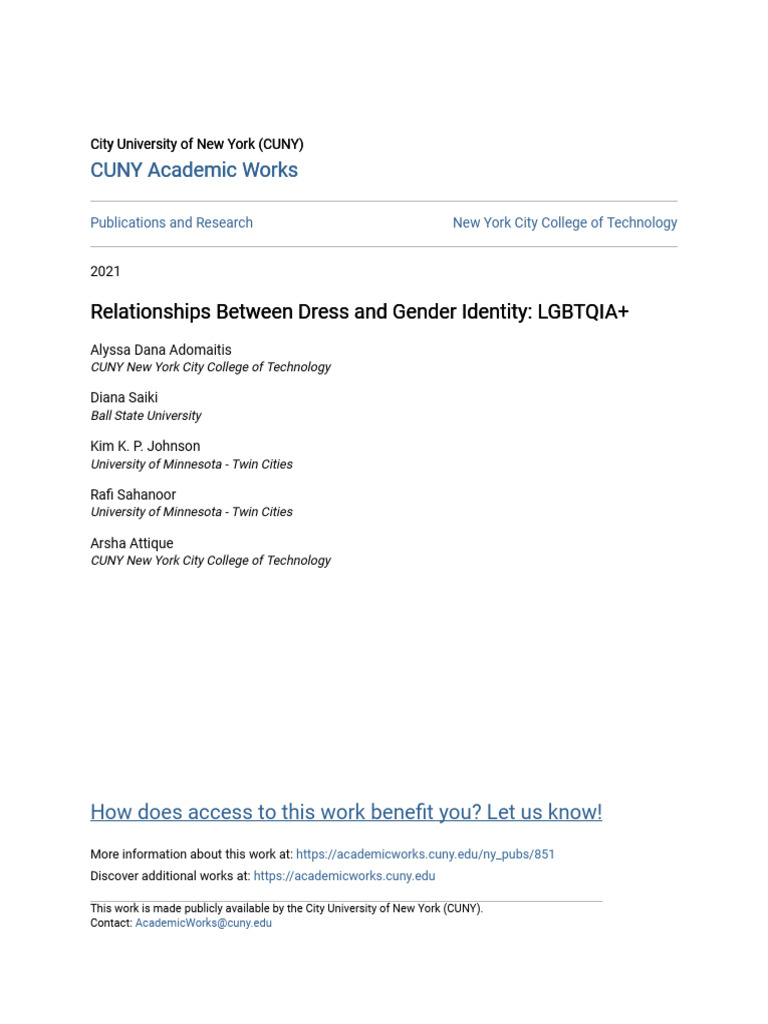 Dress and Gender Identity in LGBTQIA+ | PDF | Gender | Gender Studies