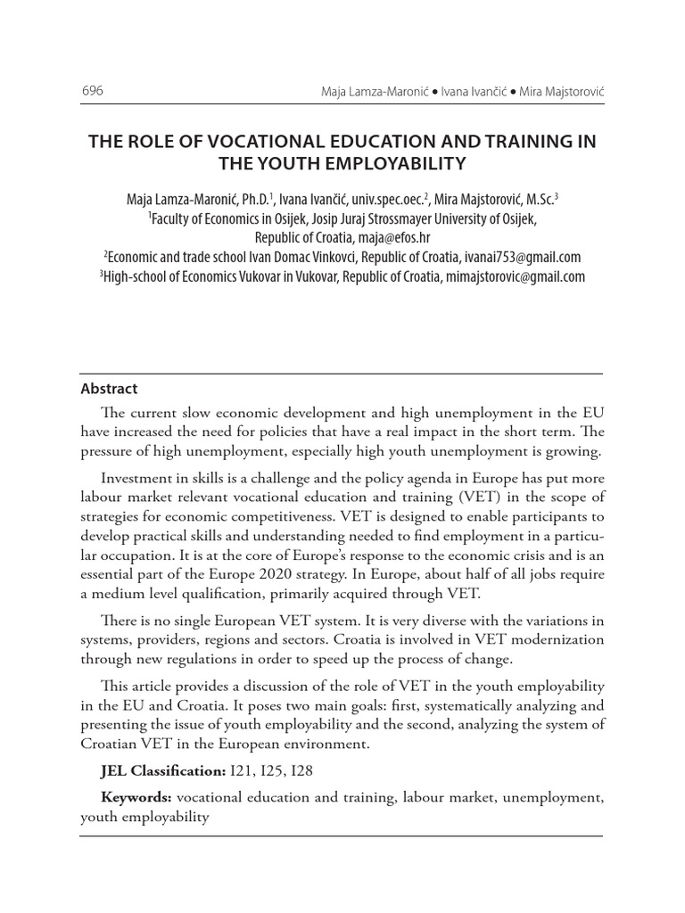Vocational Education's Impact on Youth Employability | PDF | Vocational ...