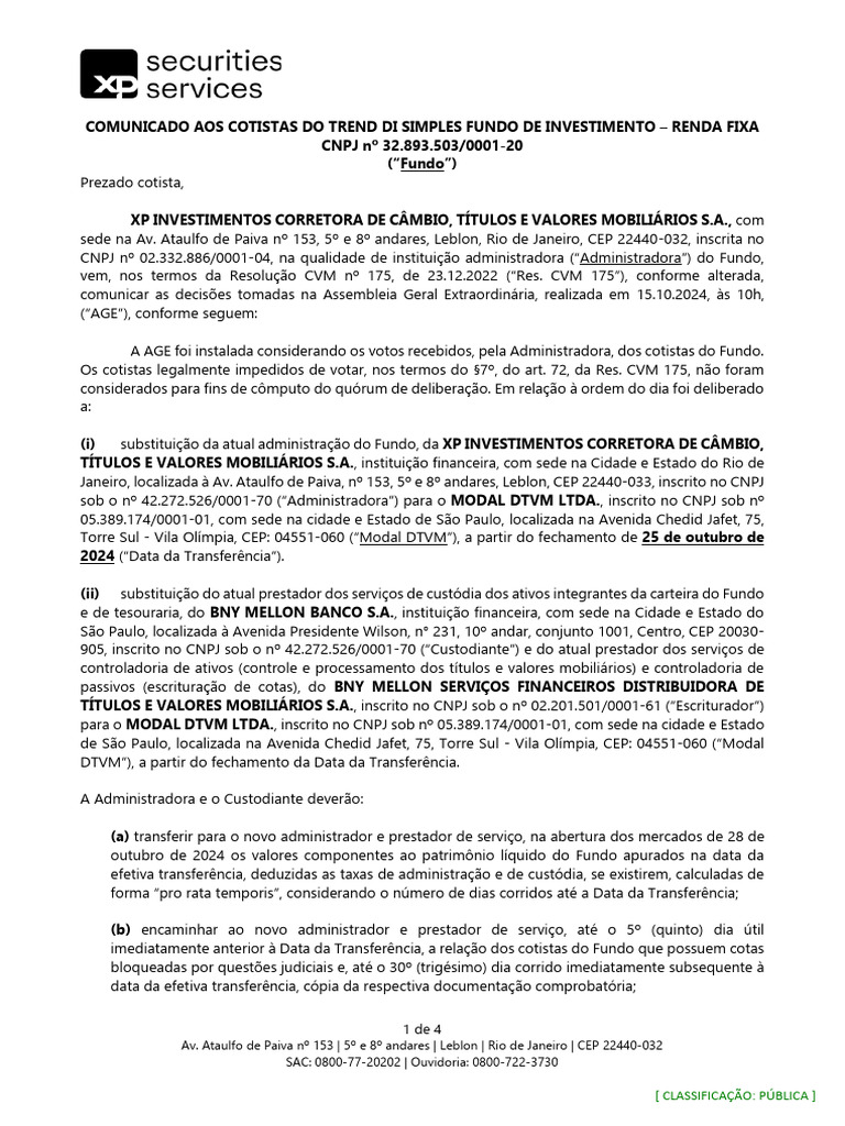 Trend DI Simples FIRF | PDF | Investimentos | Serviços financeiros