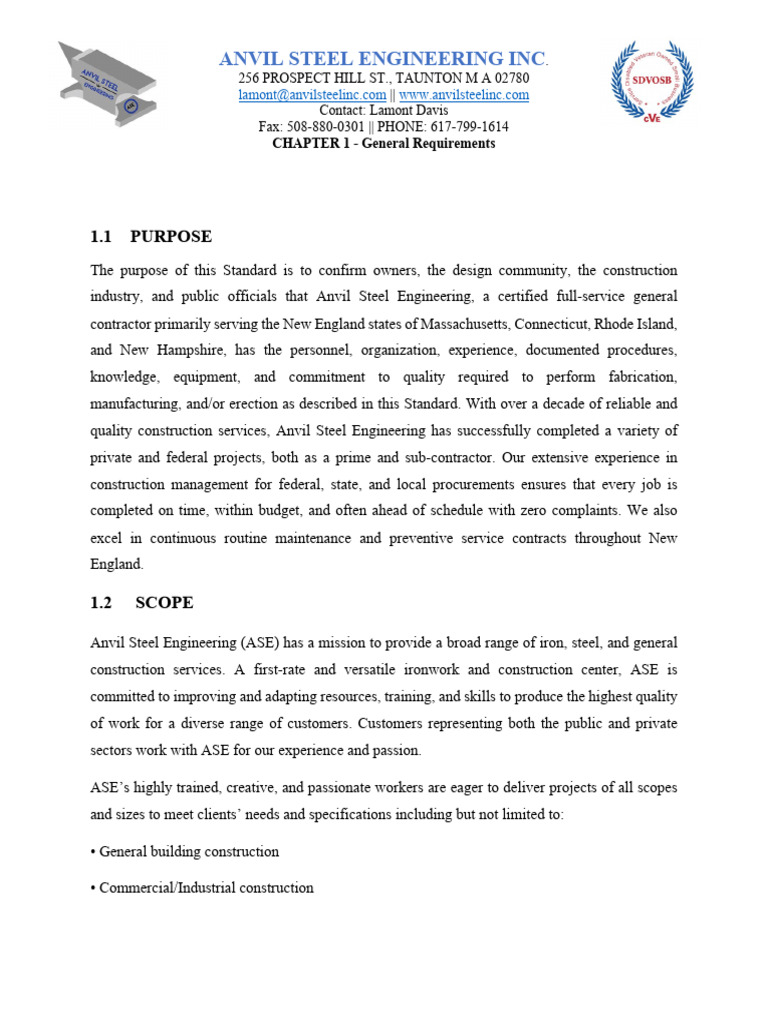 Anvil Steel Engineering Services Overview | PDF | Verification And ...