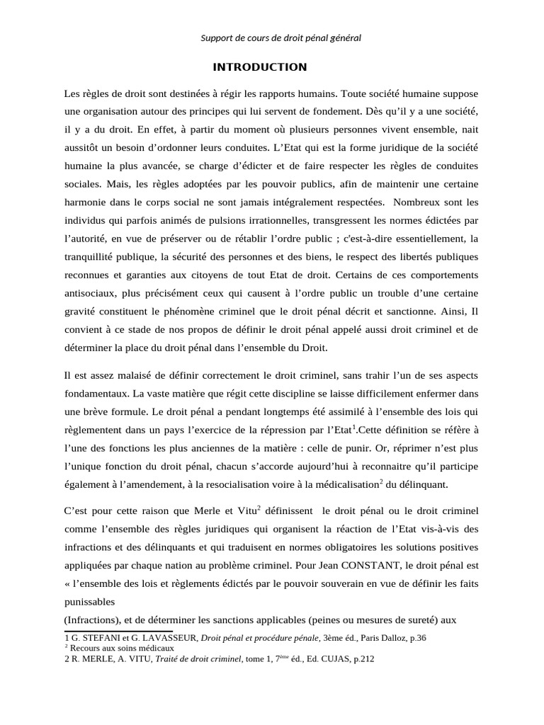 Introduction au droit pénal général | PDF | Crimes | Crime et violence