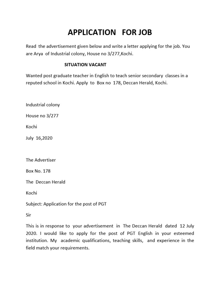 Application For Job-1 | PDF