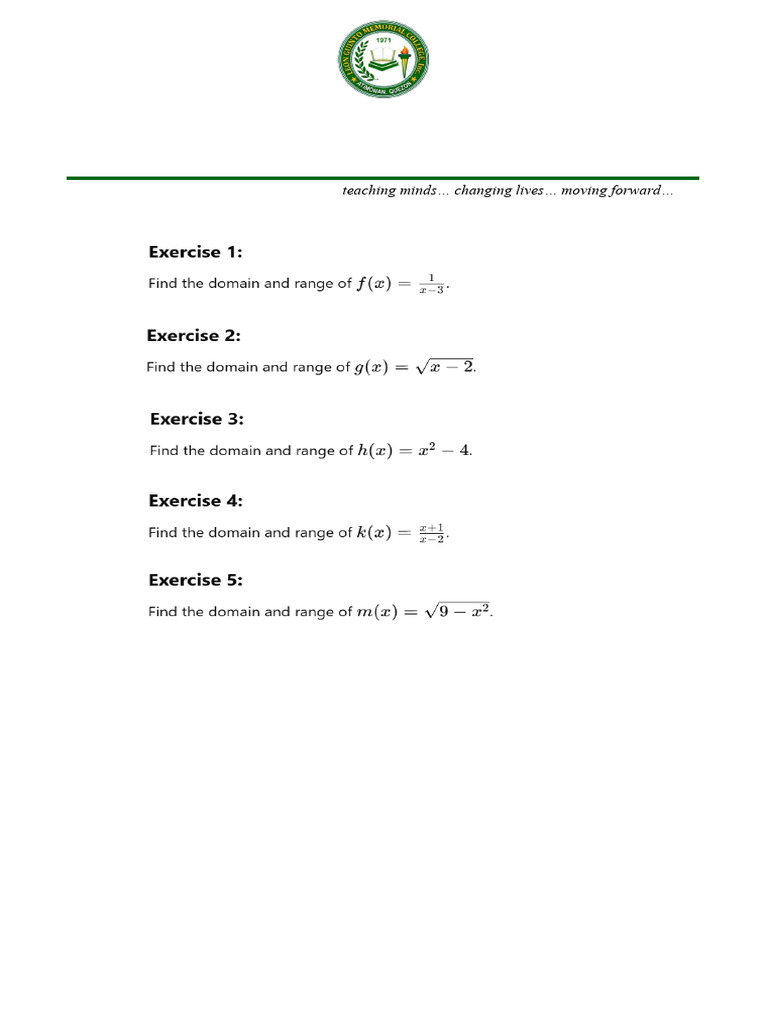 Activity Sheet Domain and Range | PDF