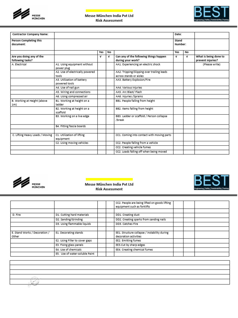 Contractor Risk Check_MMI With Sign | PDF