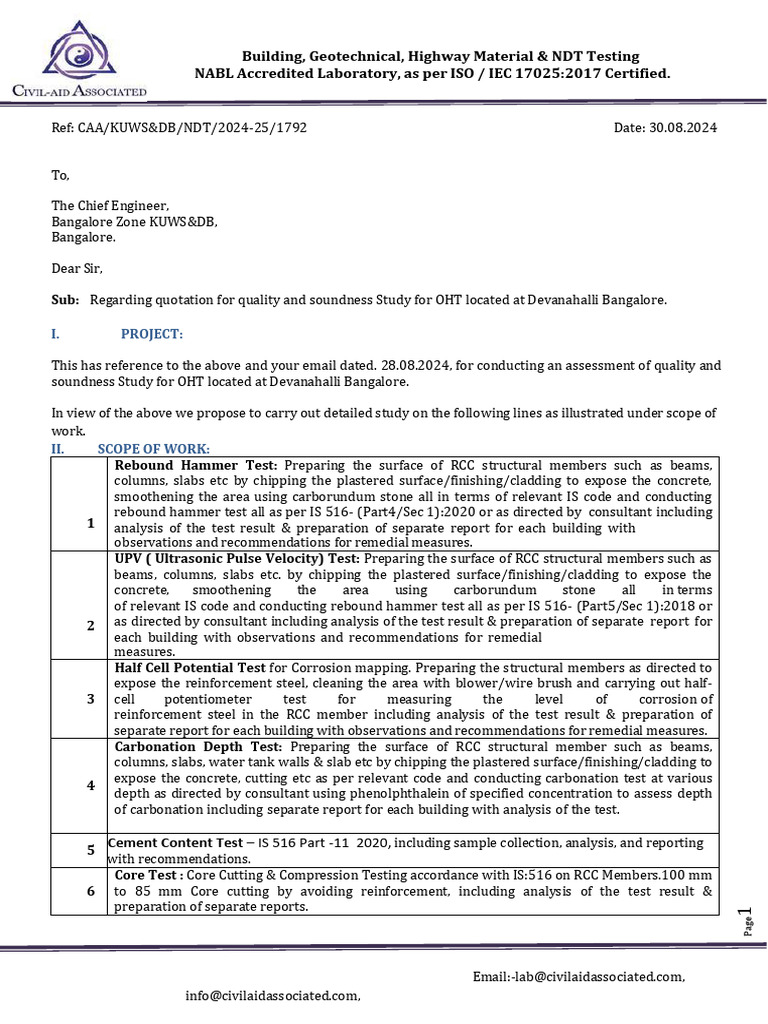 Quality Assessment Proposal for OHT | PDF | Nondestructive Testing ...