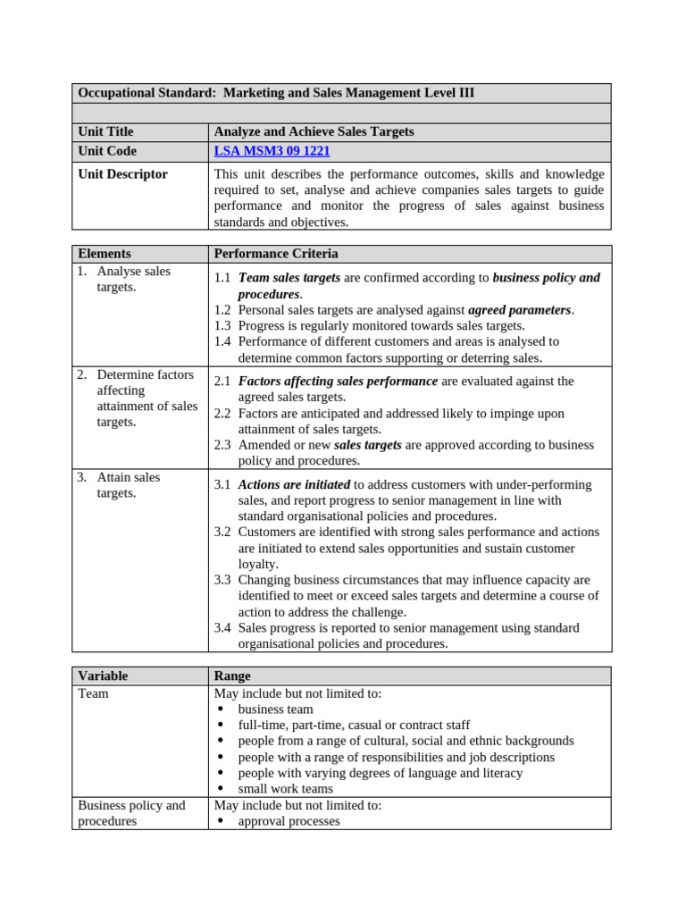 analyze and achive sales target | PDF | Sales | Customer Relationship ...