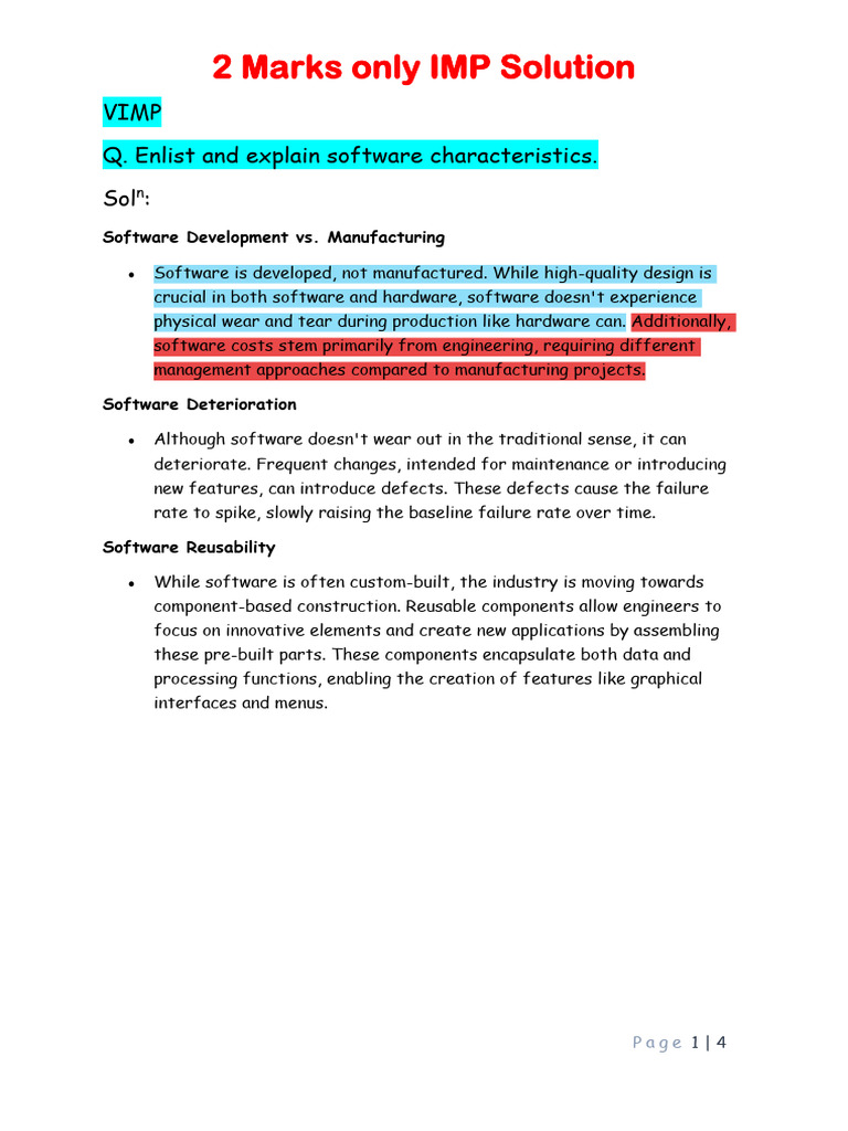 Sem-4 SEN 2 Marks Only IMP Solution | PDF | Risk | Quality Assurance