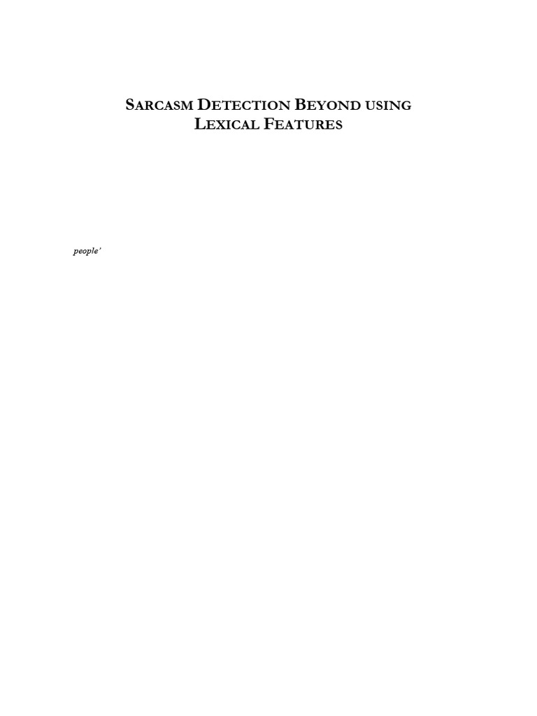Sarcasm Detection Beyond Using Lexical Features | PDF | Accuracy And ...