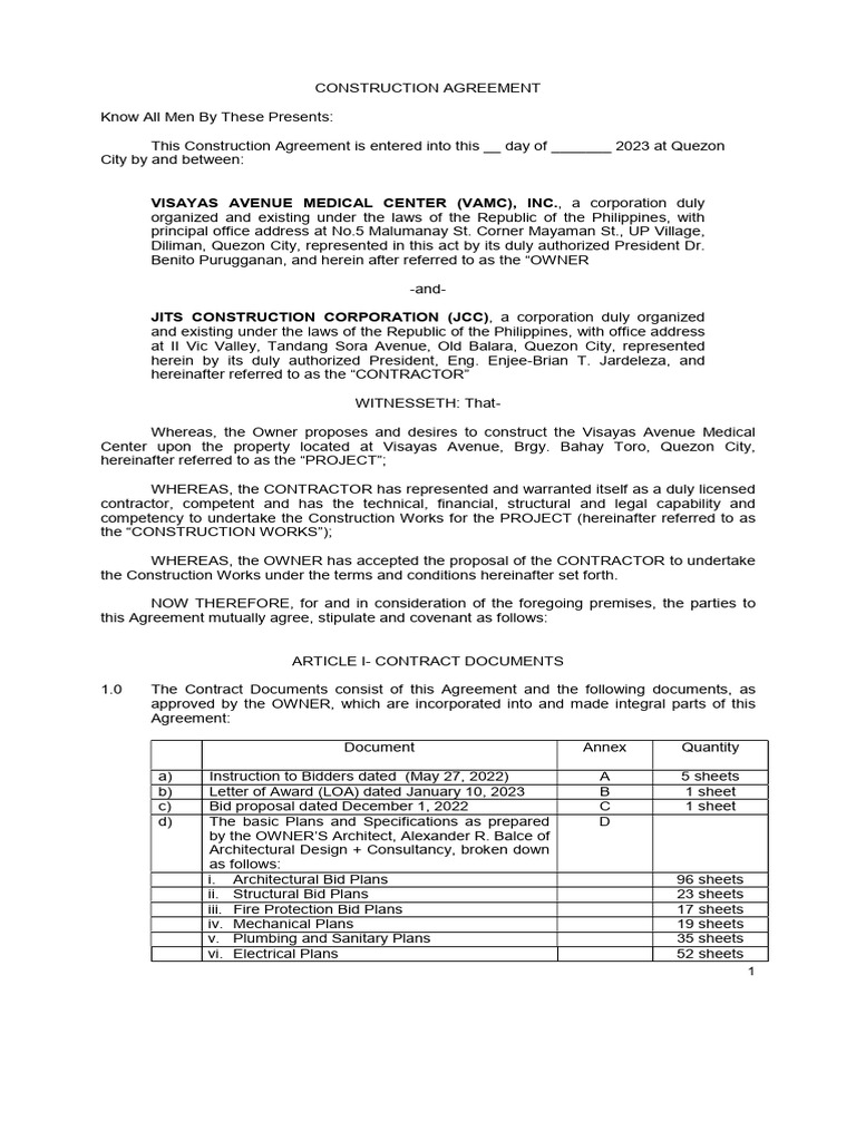 GenCon Construction Agreement Overview | PDF | Employment | Insurance