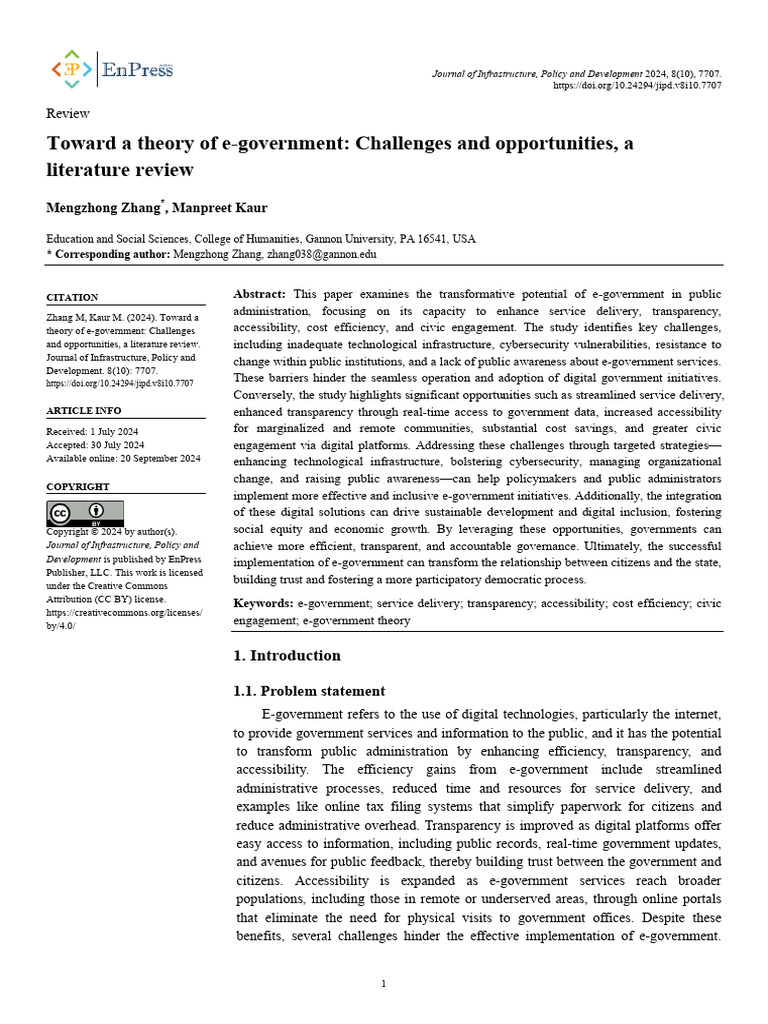 Toward A Theory of E-Government | PDF | E Government | Computer Security