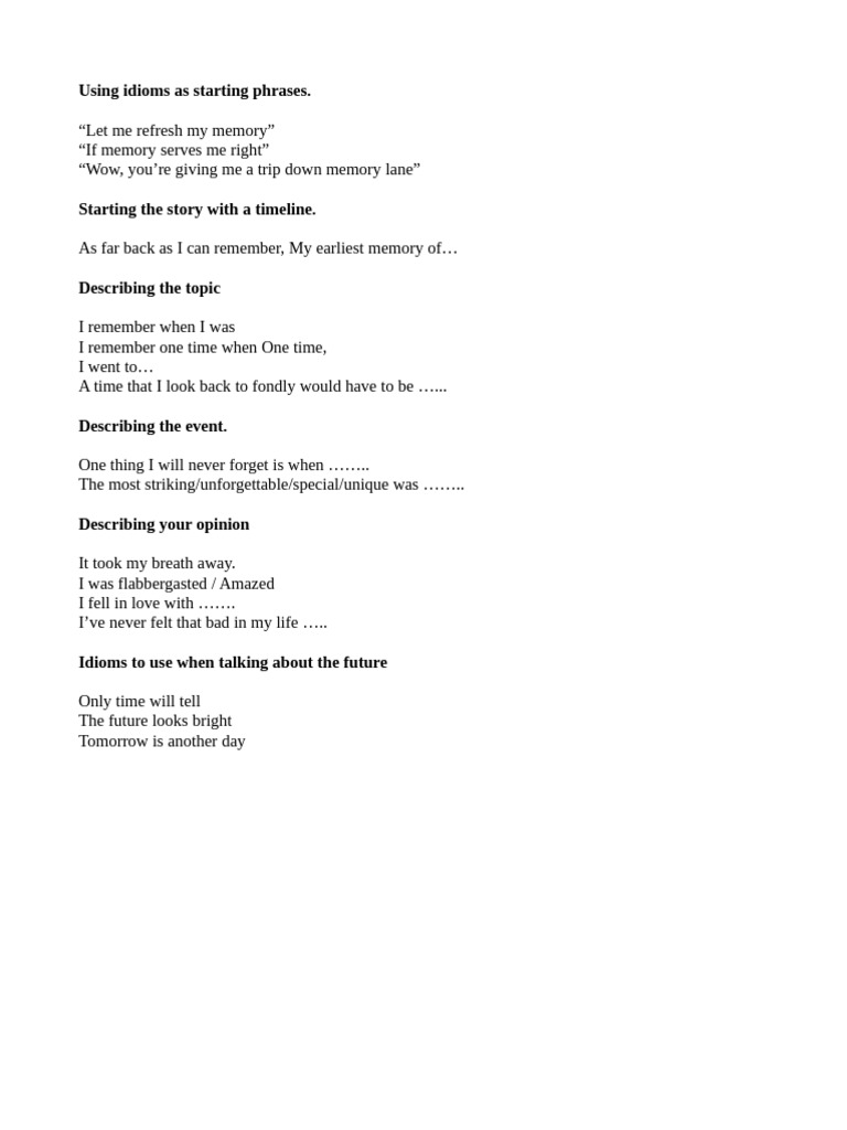 Idioms For IELTS Part 2 | PDF