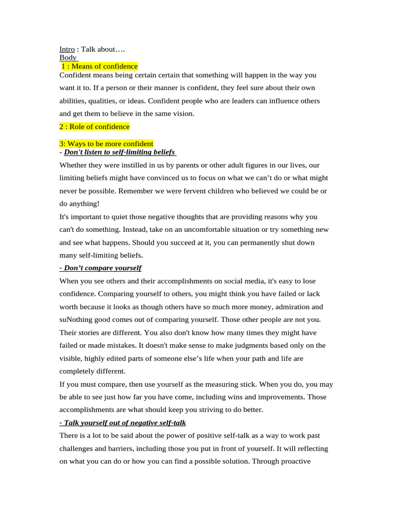 Boost Your Confidence: Key Strategies | PDF | Self Esteem | Fear