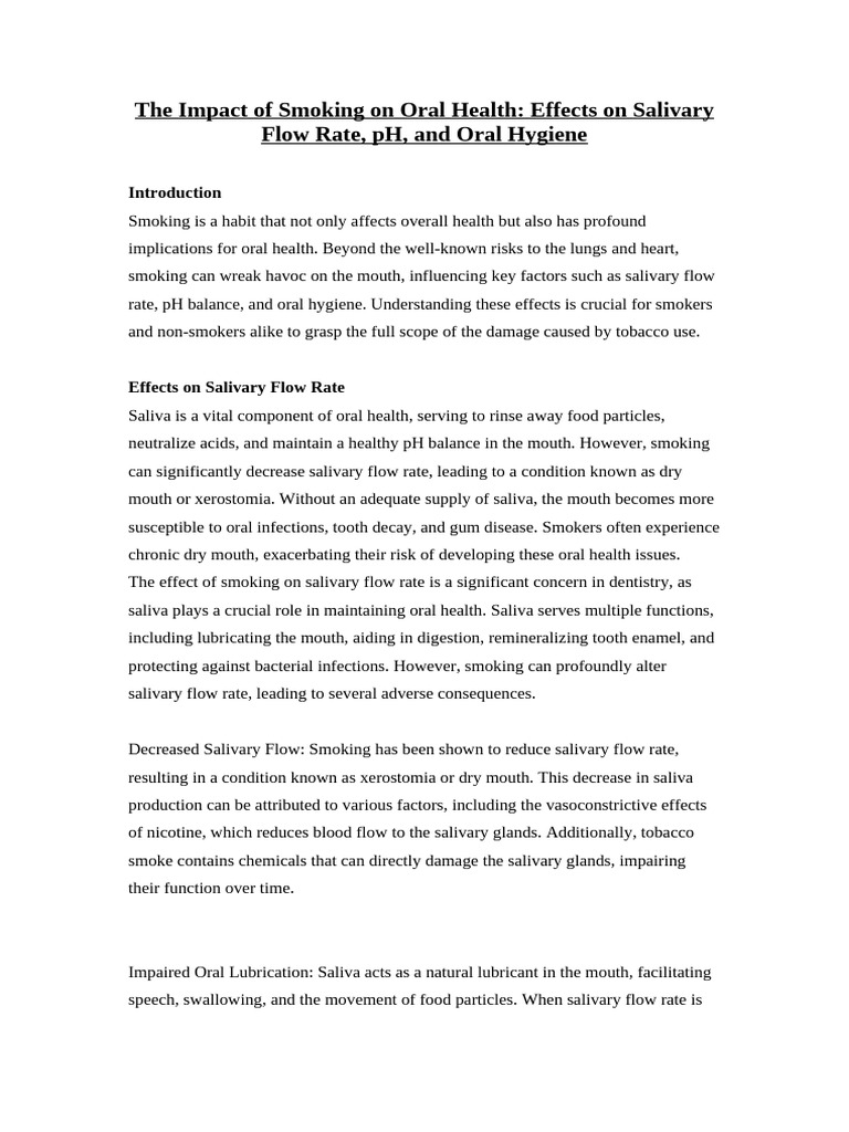 The Impact of Smoking On Oral Health | PDF | Oral Hygiene | Smoking