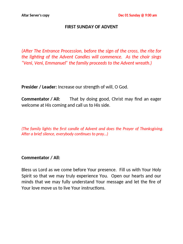 Advent Candle Lighting Prayer Guide | PDF