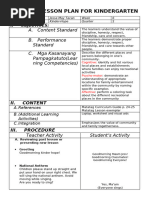 Kindergarten Matatag Lesson Plan | PDF | Curriculum | Teachers