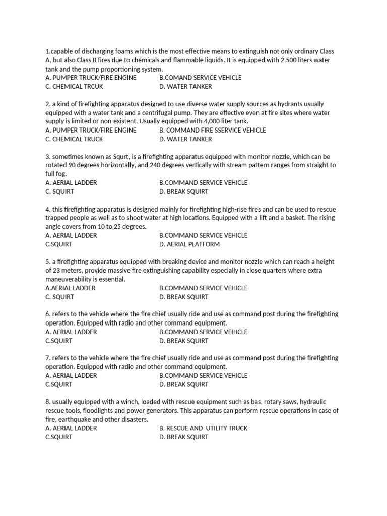 Types of Firefighting Apparatus | PDF | Fire Engine | Sodium