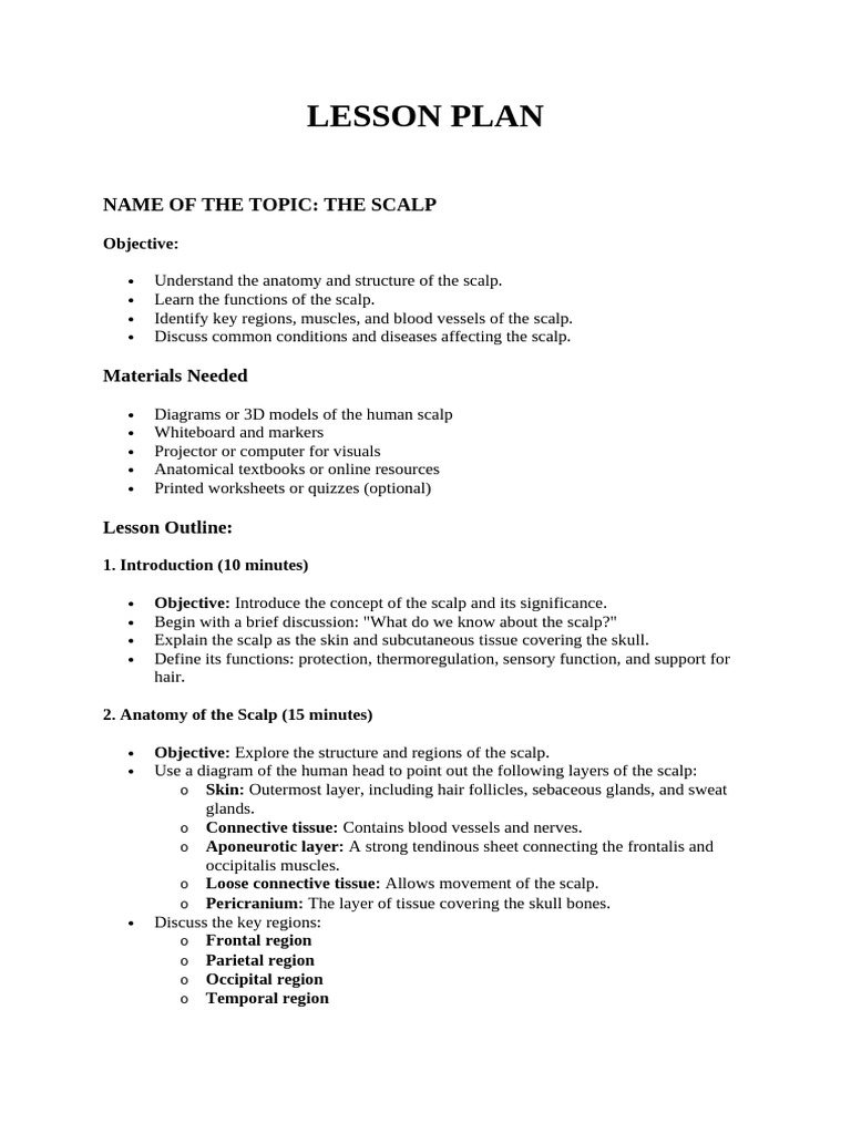 LESSON PLAN | PDF | Neck | Vertebral Column