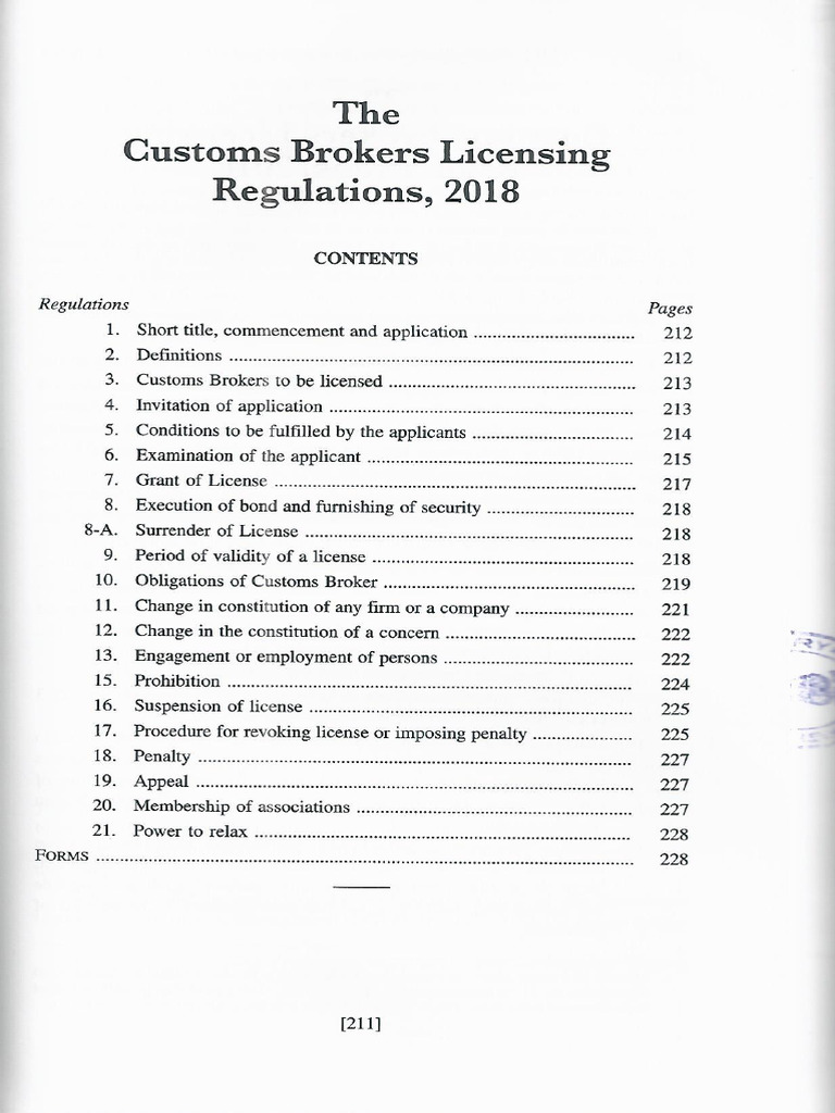 Image showcasing Customs Brokers Licensing Regulations, 2018 | PDF