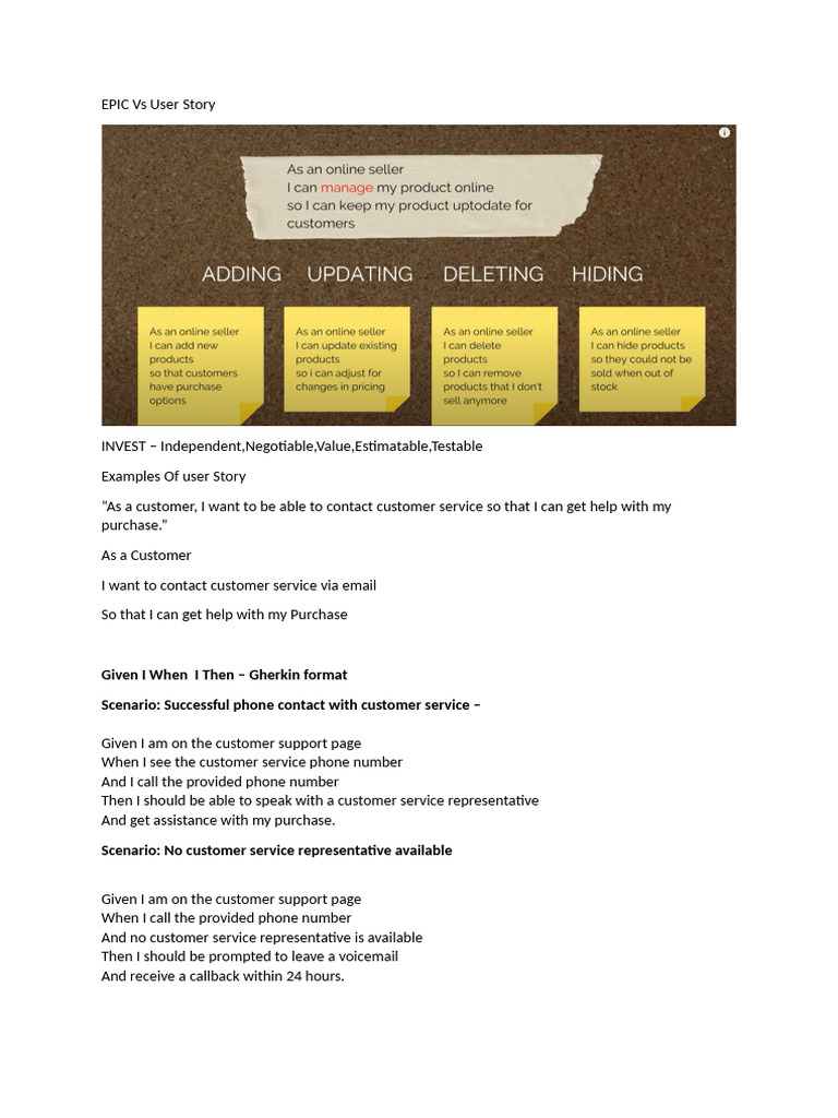 EPIC vs User Story | PDF